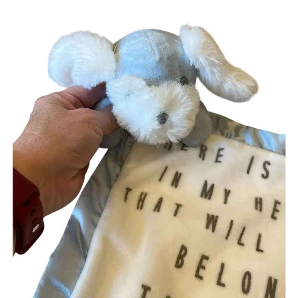 Mud Pie Dog Lovey Security Blanket White Blue Puppy Quote Spot In My Heart 12”